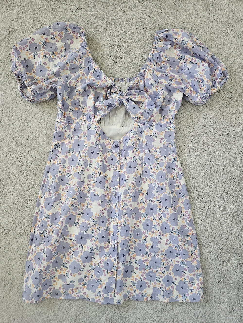 NWOT Sabo Skirt Enga Dress Cotton Floral Puff Shoulder Cut Out Mini Womens Large - Picture 2 of 9